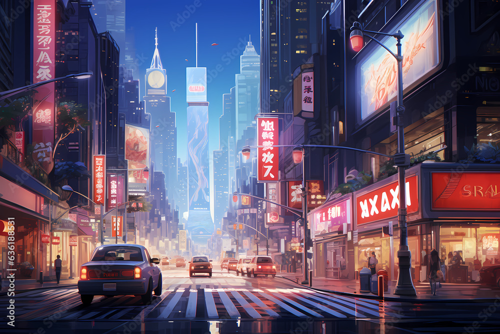 cityscape with anime style