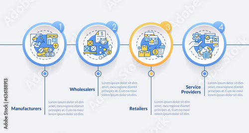 2D vendor management vector infographics template with thin line icons, data visualization with 4 steps, process timeline chart.
