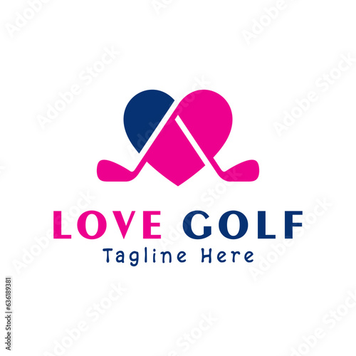 golf sport love logo design