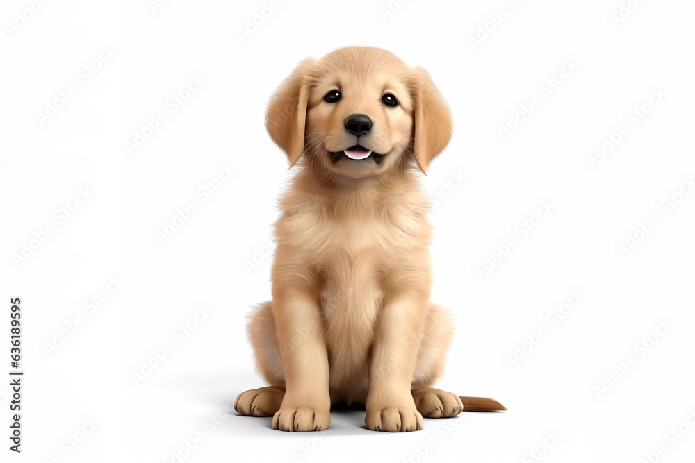 a puppy Golden Retriever dog isolated on a white background. 