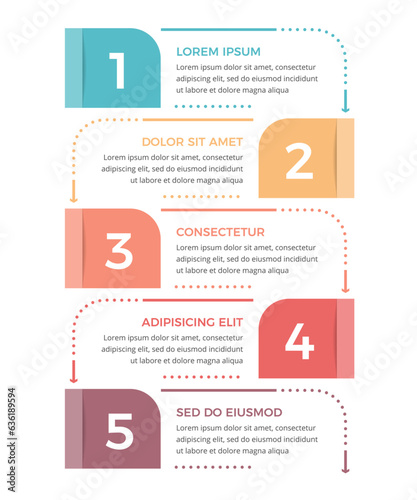 Minimal business infographic design template with five options or steps, process, workflow template, vector eps10 illustration