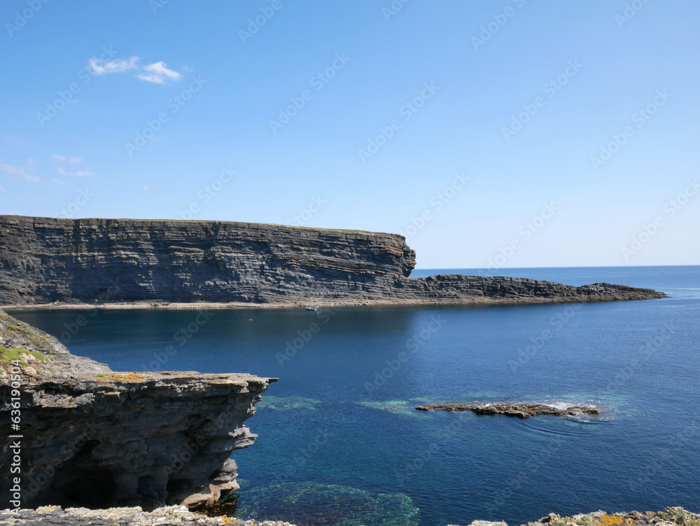 Cliffs and Atlantic ocean, rocks and laguna, beauty in nature. Summer vacation trip background