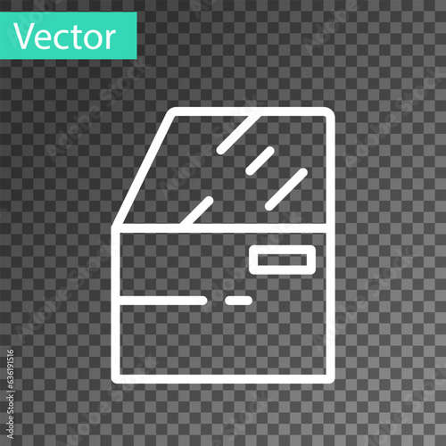 White line Car door icon isolated on transparent background. Vector