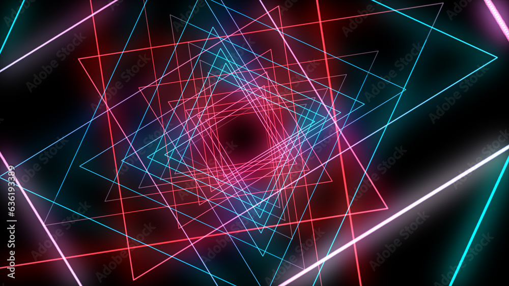 abstract background with neon lines and triangles in the shape of a tunnel abstract background with neon lines and triangles in the shape of a tunnel
