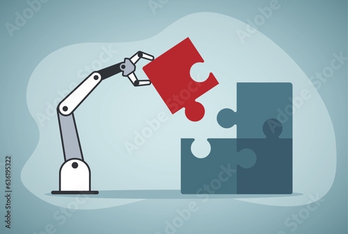AI Technology Helps. Partnership with a robot concept.