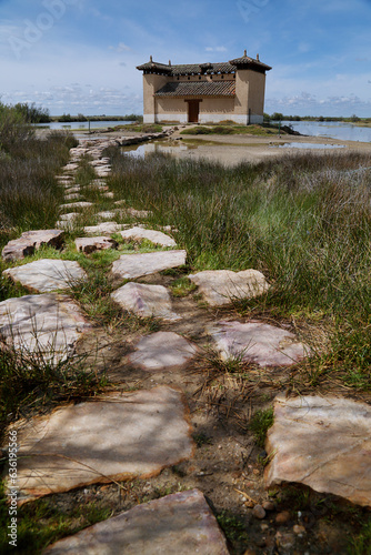 Lagoon and bird observatory. Natural Reserve of Lagunas de Villafafila, Zamora, Spain.