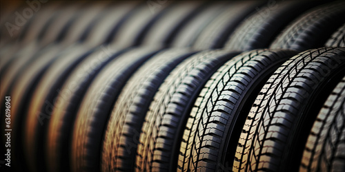 close up of a row  of tyres