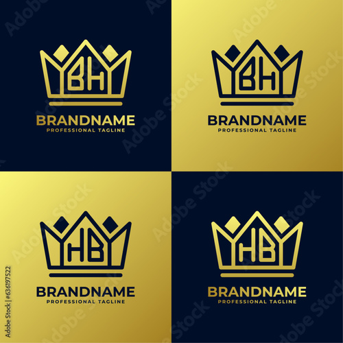 Letter BH and HB Home King Logo Set, suitable for business with BH or HB initials.