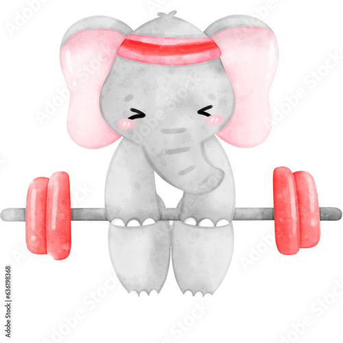 Cute Elephant Workout, Home Workout, Workout illustration, Animal Exercise