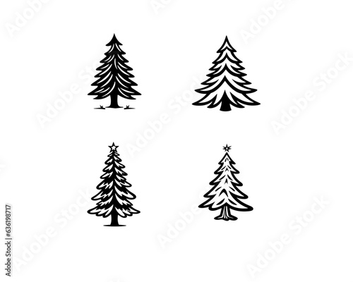 Vector xmas snow Pine tree silhouette mega set