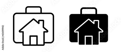 Real estate portfolio vector icon set. House in briefcase symbol