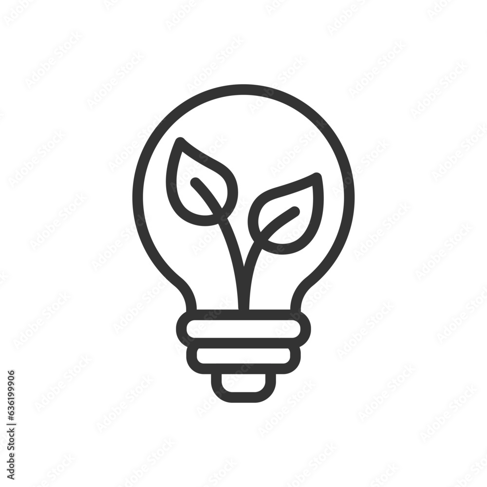 Eco energy icon vector. Linear style sign for mobile concept and web design. Lightbulb leaf symbol vector illustration. Flat vector simple element graphics - vector. Eco energy icon vector. Linear style sign for mobile concept and web design. Lightbulb leaf symbol vector illustration. Flat vector simple element graphics - vector.