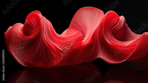 Fototapeta Naklejka Na Ścianę i Meble -  3d red abstract object element shape dark background  design illustration