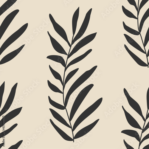 Trendy vintage minimalist seamless botanical pattern background