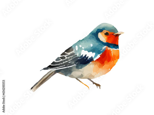 Watercolor bird and sparrow vector illustration Realistic hand drawn Painting, On branches decorated by leaves and flowers, White isolated background. © Khawla