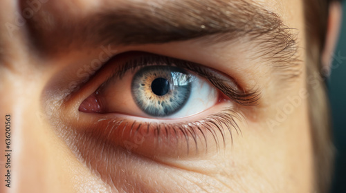 Close Up macro shot of an Eye detailed man's eye-striking face