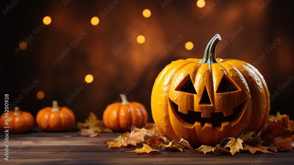Fototapeta premium Halloween pumpkin. Halloween holiday background. generative ai
