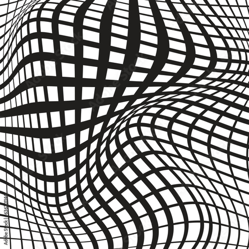 3D abstract monochrome background with line pattern, vector design, technology theme, dimensional line flow in perspective, big data, nanotechnology.