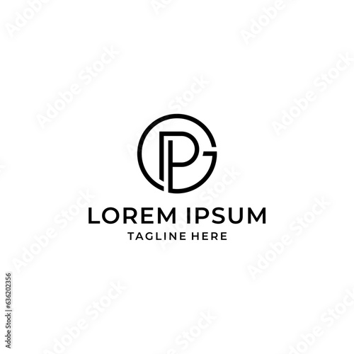 g p gp pg initial logo design vector template