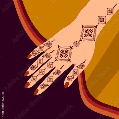 Floral Henna Mehndi Vector Hand Illustration Design, Henna Hands Vector, henna hands template banner background design