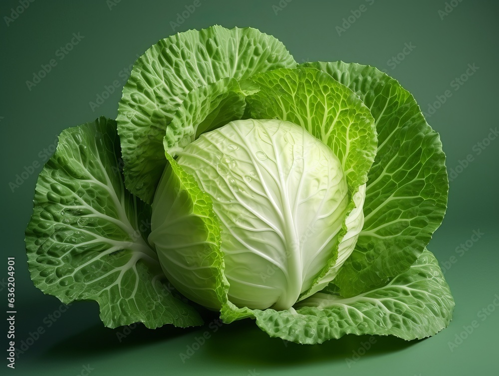 Obraz premium Cabbage on a green background