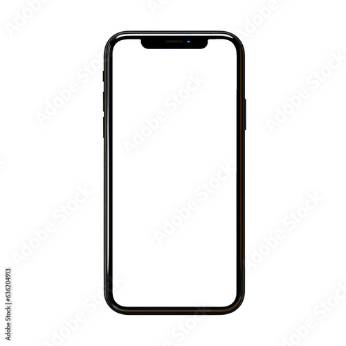 Flat iphone mockup with transparent screen and background