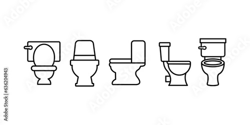 Toilet set line icon, logo isolated on white background, toilet bowl