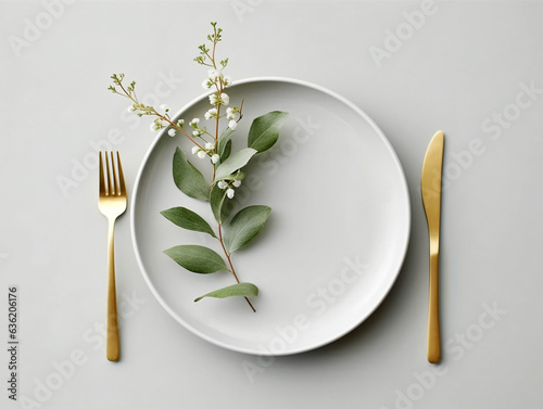 Ceramic tableware on background with copy space , AI Generated