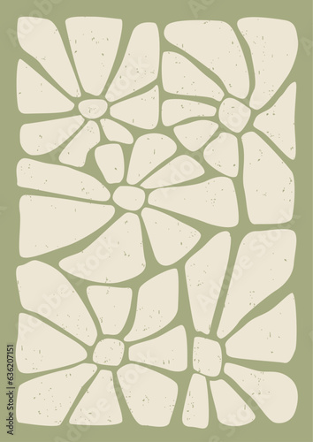 Boho poster with abstract flower. Contemporary minimalist art. modern wall decor. modern minimalist abstract aesthetic illustrations. Sage green and white art