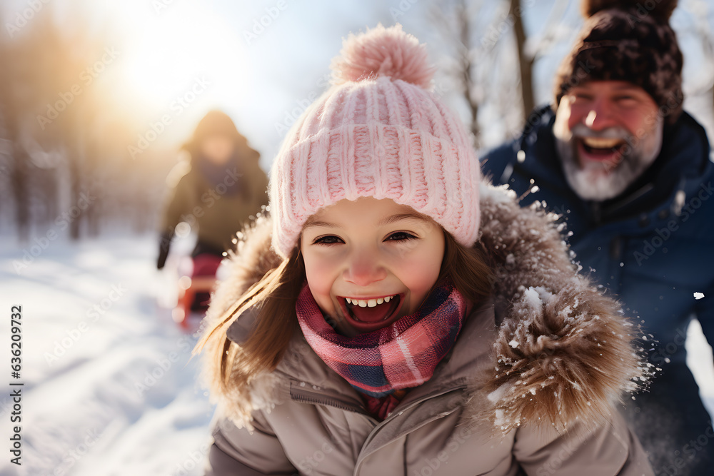 Chasing Snowy Children's Smiles Light Up the Winter ai generated art