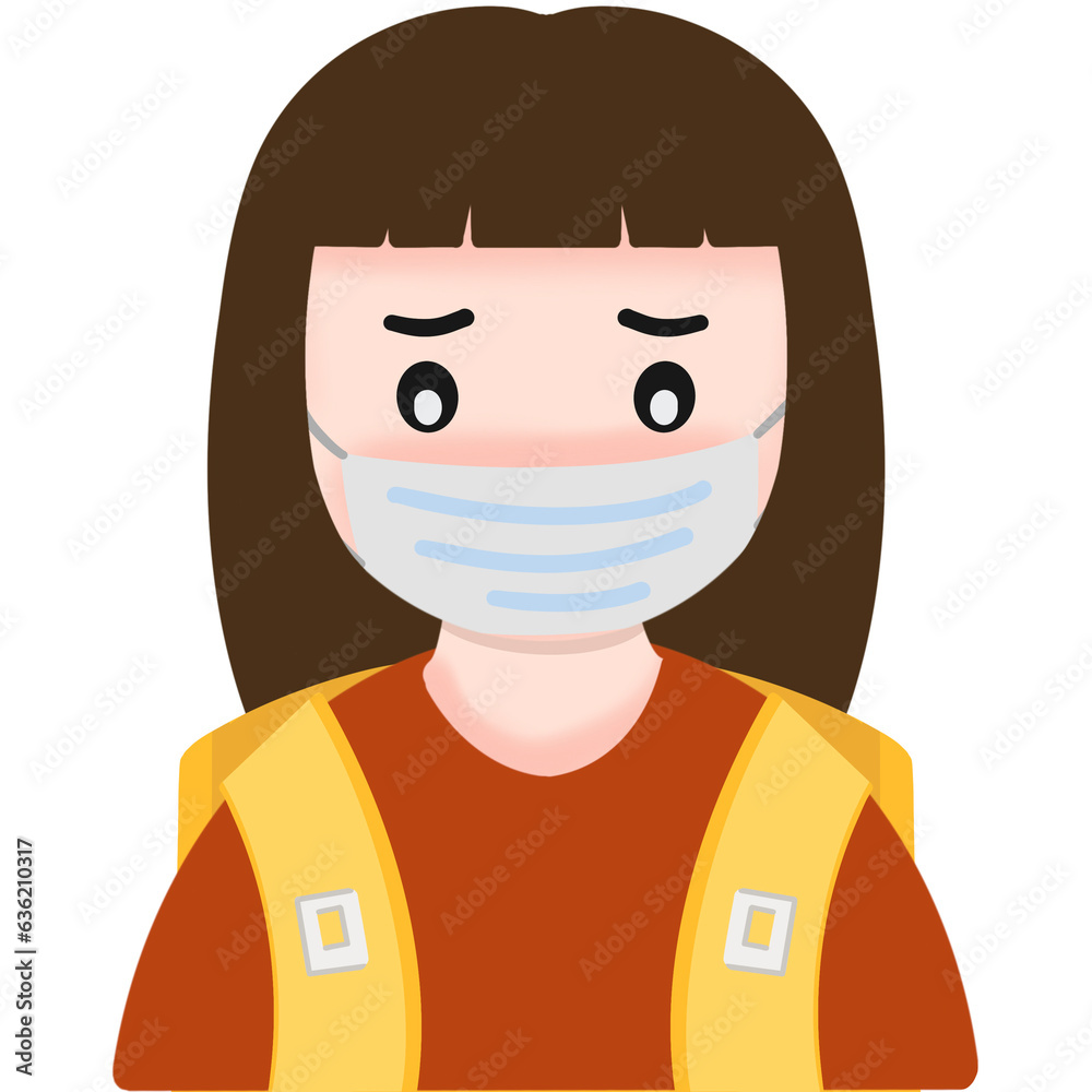 illustration of a person with a red shirt, kid in a mask illustration of a person with a red shirt, kid in a mask
