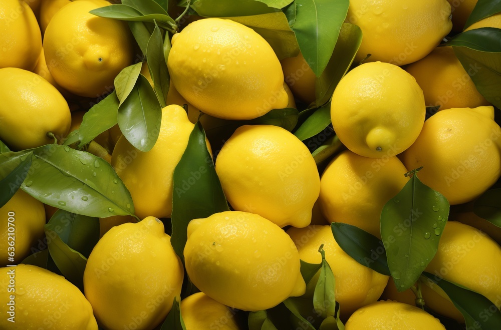 Ripe Yellow Lemons Close up Background Or Texture