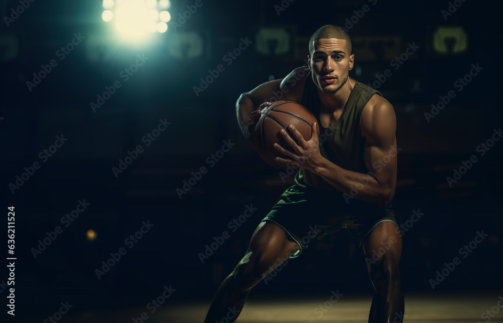 Basketball player training portrait