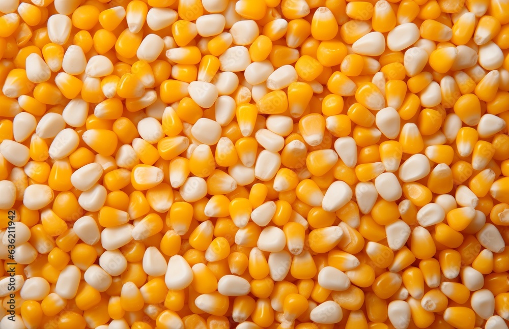 Corn texture. Yellow corns as background.