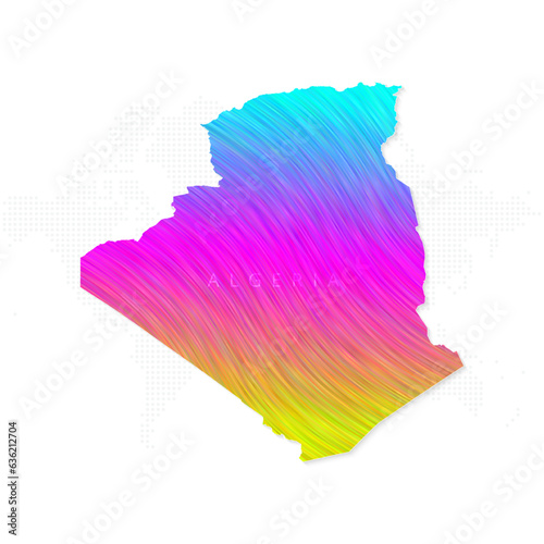 Algeria map in colorful halftone gradients. Future geometric patterns of lines abstract on white background. Vector illustration EPS10