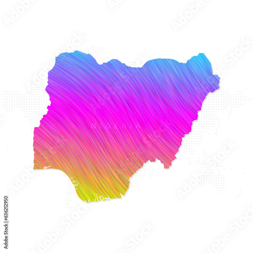 Nigeria map in colorful halftone gradients. Future geometric patterns of lines abstract on white background. Vector illustration EPS10