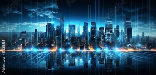 City of Lights: A Computer-Generated Wonderland with Blue Illumination, Generative AI © ParinApril