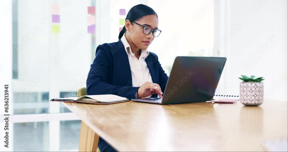 Laptop, office and professional woman typing feedback report, business project review or online administration note. Admin work, computer and female employee search company database for research info Laptop, office and professional woman typing feedback report, business project review or online administration note. Admin work, computer and female employee search company database for research info