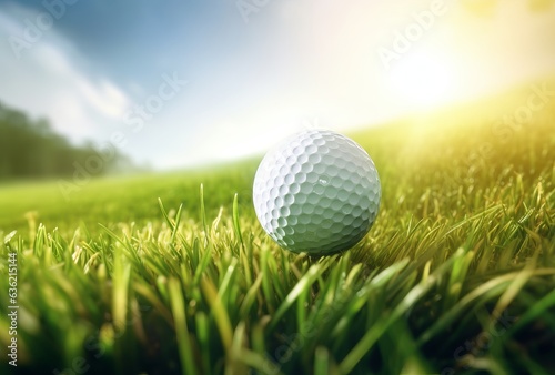 golf ball on green grass in sunlight