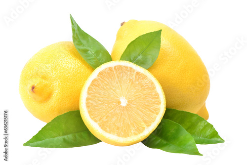 Lemon and leaves isolated