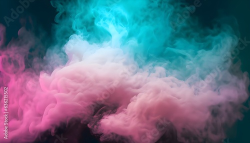 Dreamy pastel teal and pink smoke on abstract background. Cloud and fog. Glowing color steam wallpaper