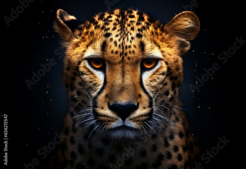 cheetah head against the black background