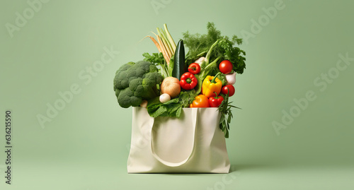 tote bag with fresh vegetables © alexxndr