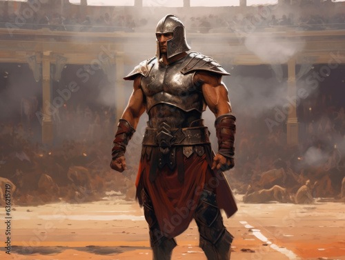 Gladiator in armor. Digital art.