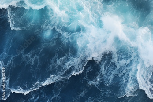Powerful Black Wave Crashing into Majestic Blue Ocean, Dramatic Nature Background with Copy Space, Generative AI