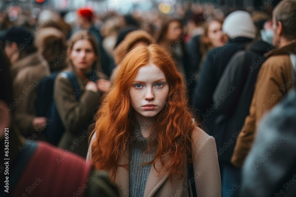 Freckled Redheaded Girl in the Crowd Freckled Redheaded Girl in the Crowd