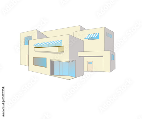 Modèle de maison individuelle sur fond blanc
