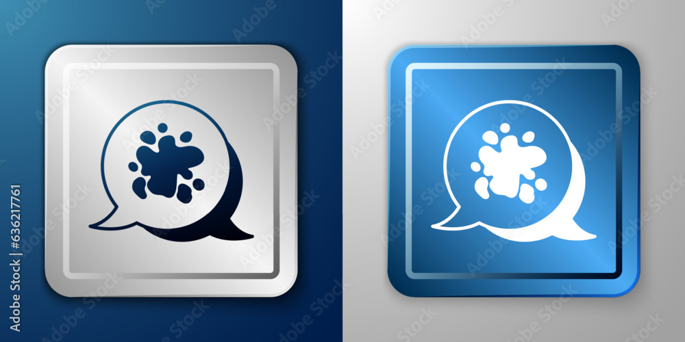 White Paint spray icon isolated on blue and grey background. Silver and blue square button. Vector White Paint spray icon isolated on blue and grey background. Silver and blue square button. Vector