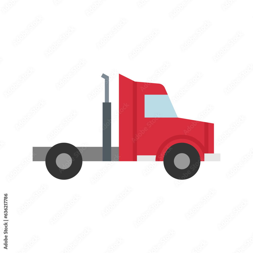Semi truck icon. Classic tractor truck. Truck with sleeper cab and fifth wheel.