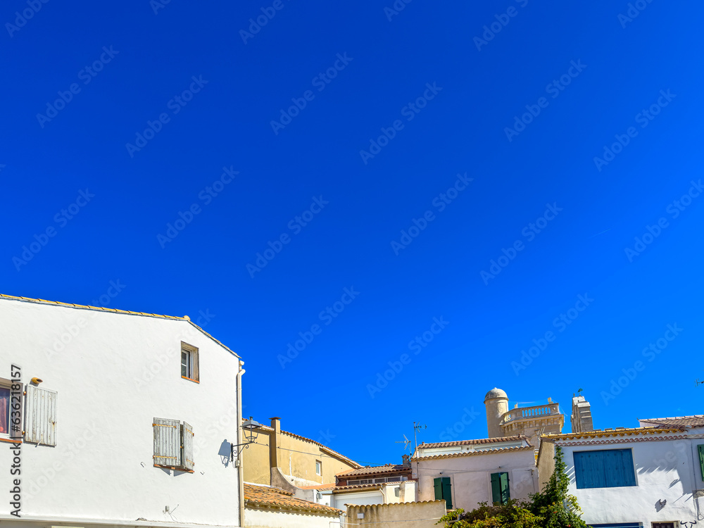 Street view of old village Saintes-Maries-de-la-Mer in France Street view of old village Saintes-Maries-de-la-Mer in France